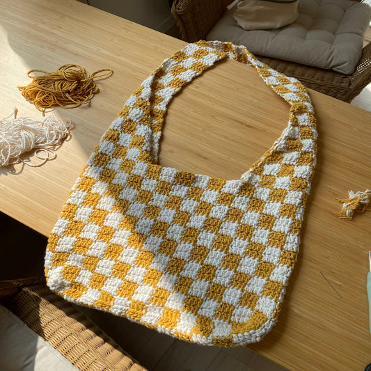 video tutorial: checkered crochet bag (German)